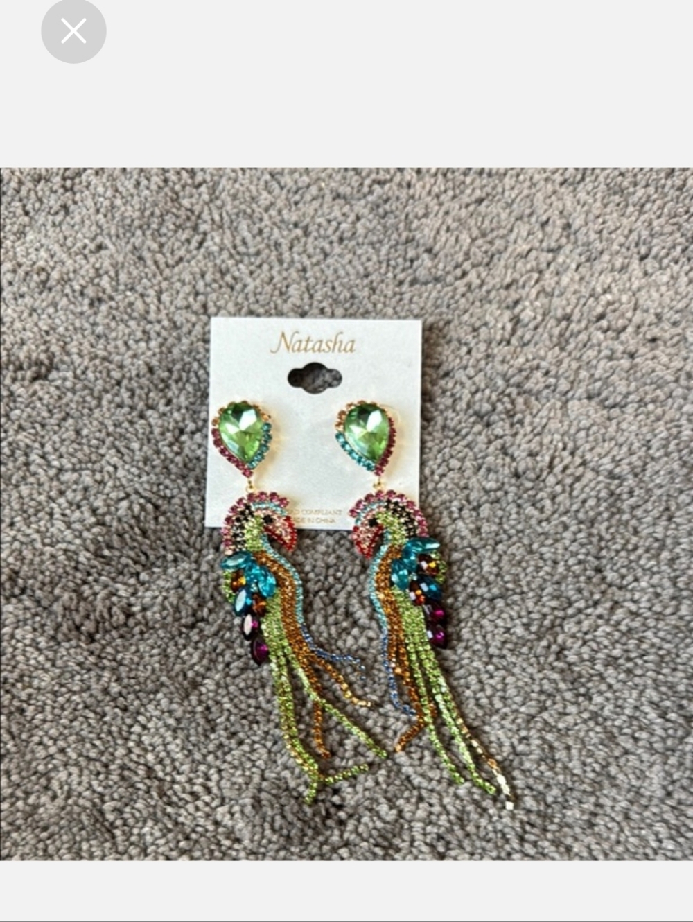 ✨️Natasha Couture Multicolor Crystal Parrot Drop Earrings/ NWT ✨️/ Lots Of SPARK